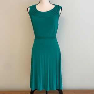 Green Cap Sleeve Midi Dress